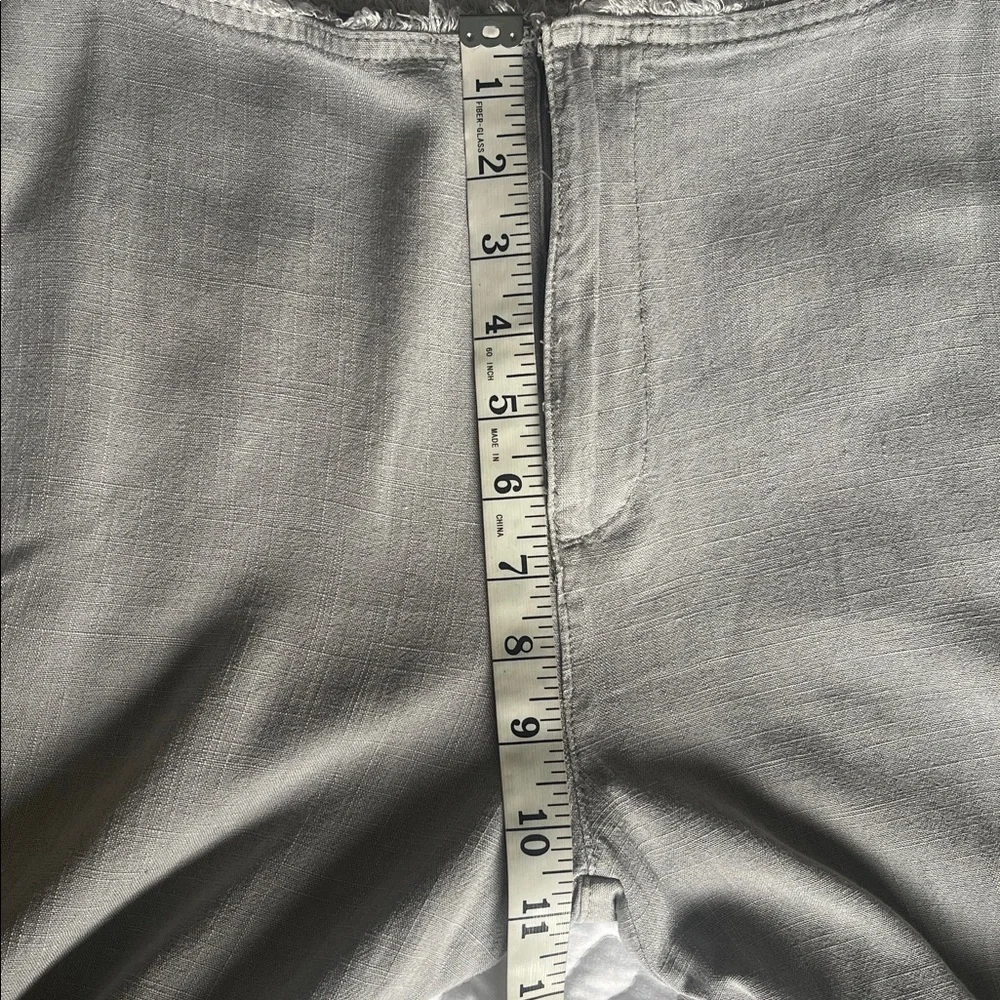 H&M Divided Light Gray Linen Blend Frayed-Hem Wide Leg Pants Back Pockets Size 6